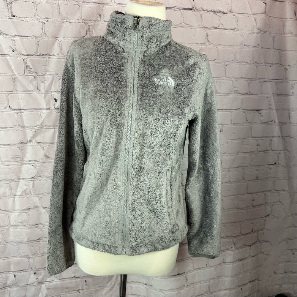 The North Face Womens S Soft Gray Teddy Jacket outdoor activewear full zip